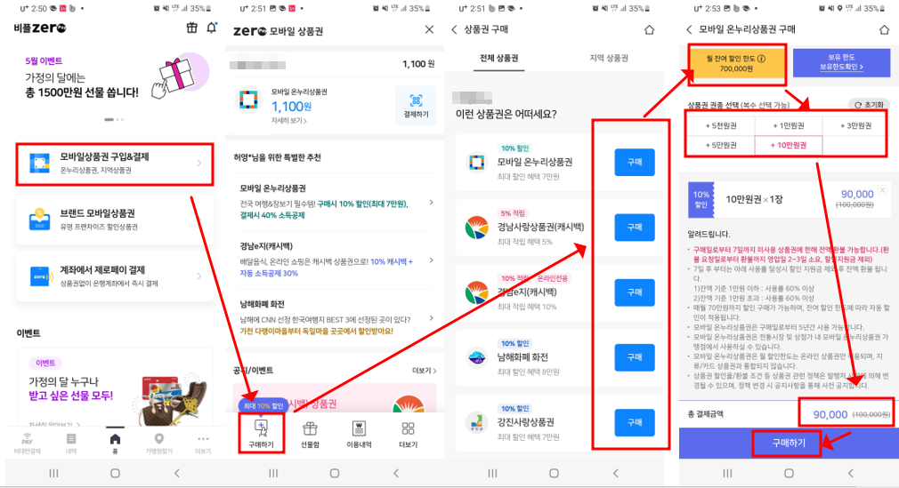 모바일 상품권 구매 절차