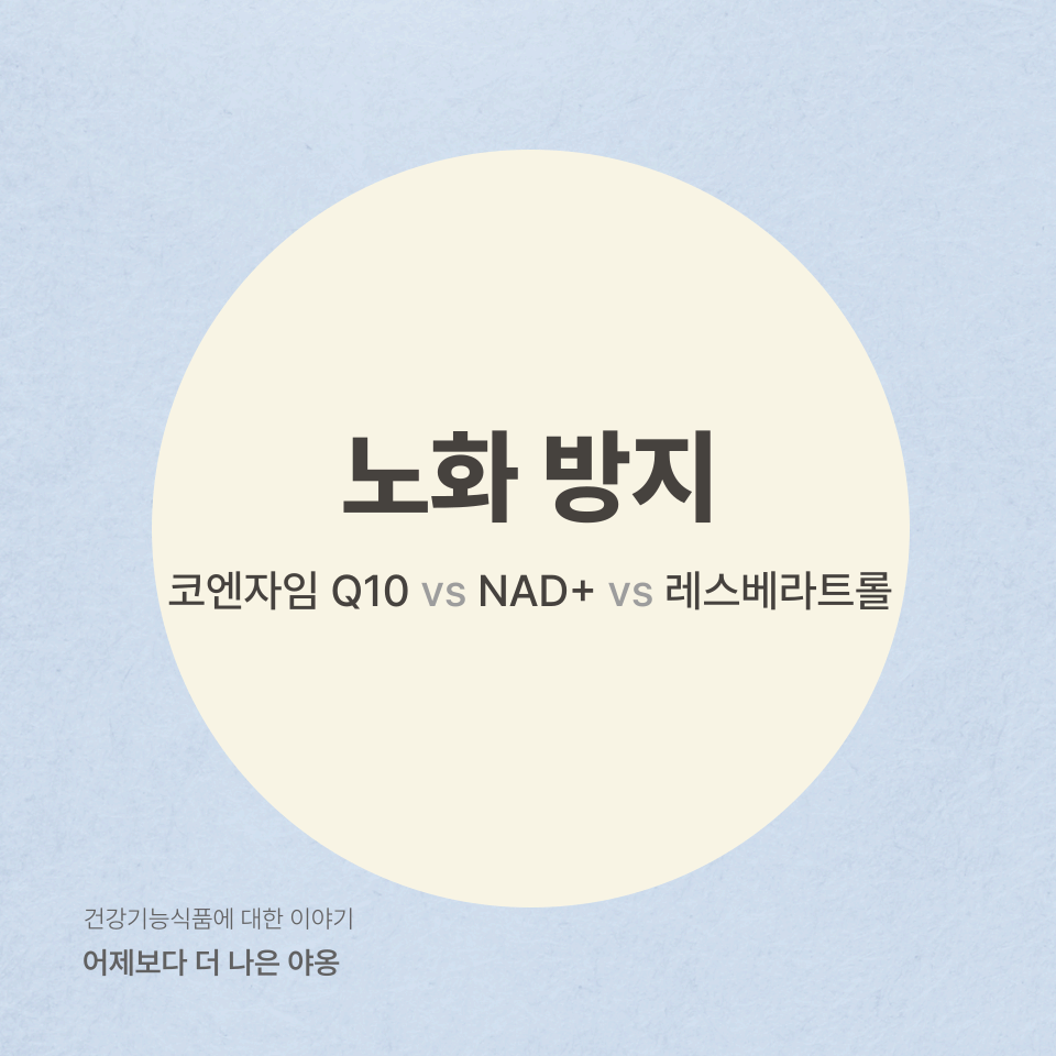 코엔자임 Q10 vs NAD+ vs 레스베라트롤! 노화 방지를 위한 기능성 원료 비교