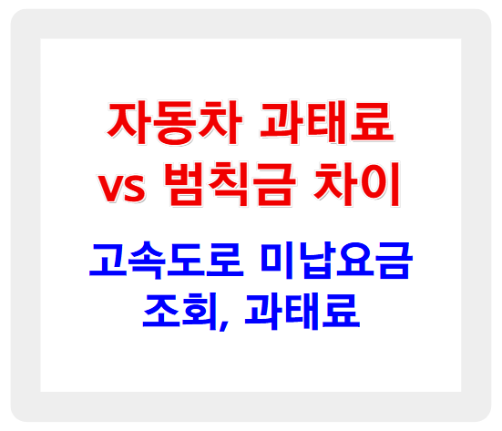 자동차 과태료 vs 범칙금 차이, 고속도로 미납요금 조회, 과태료까지 정리