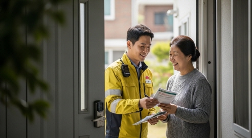 에너지바우처 안내를 위해 찾아가는 집배원