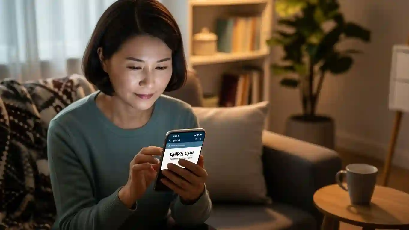 치매 예방약을 스마트폰으로 검색 장면