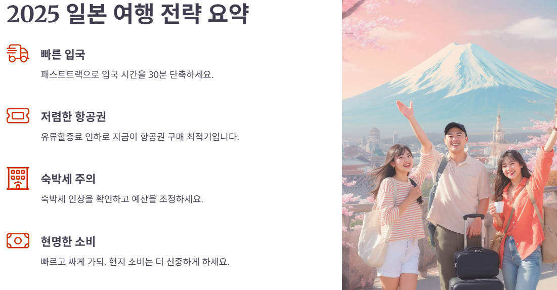 일본여행 전략을 요약한 인포그래픽