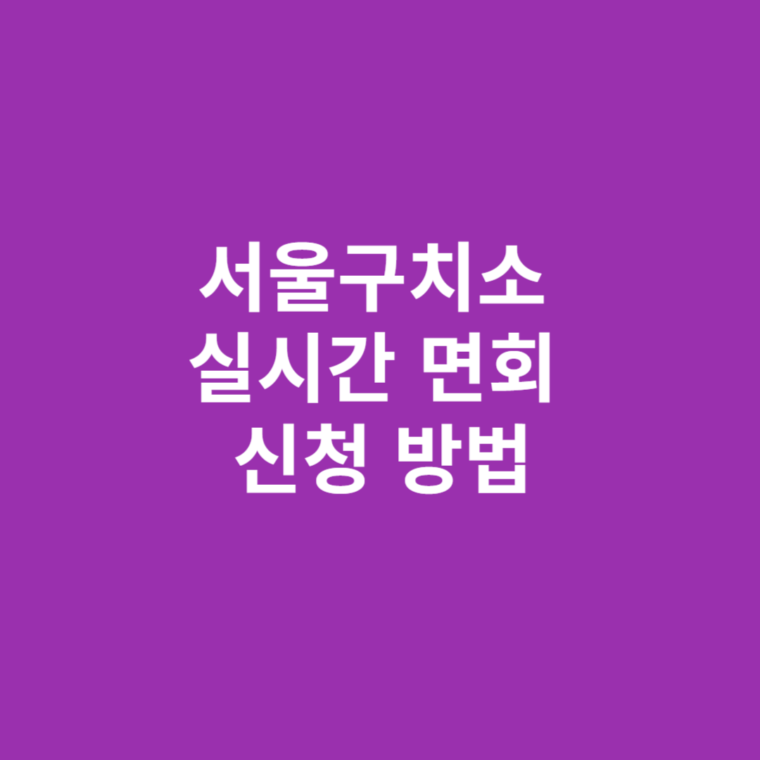 서울구치소 실시간 면회 신청 방법과 준비 서류 안내