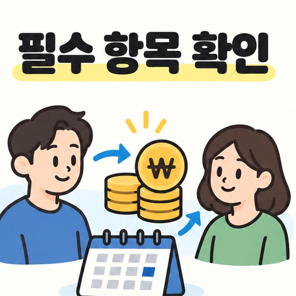 채권자와 채무자, 원금과 상환일 등 필수 항목을 확인하는 그림