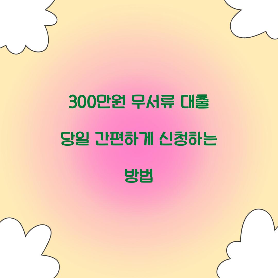 300만원 무서류 대출