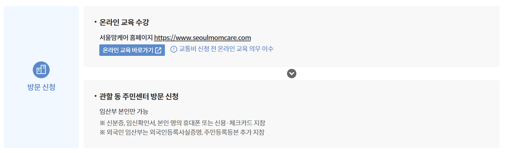 서울시임산부교통비지원 출산전 방문신청방법
