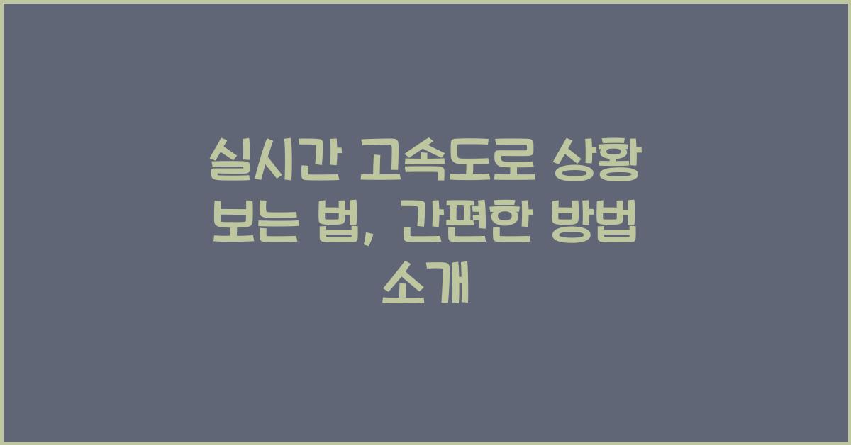 실시간 고속도로 상황 보는 법