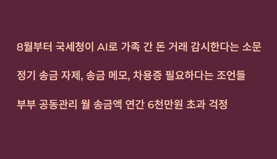 가족 송금&amp;#44; 국세청 AI 감시 소문의 진실과 안전 가이드!