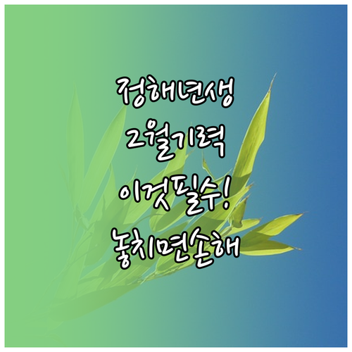 정해년생 돼지띠 2월 환절기 기력 보..