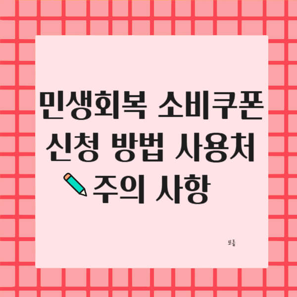 민생회복 소비쿠폰 신청 방법 사용처 주의 사항
