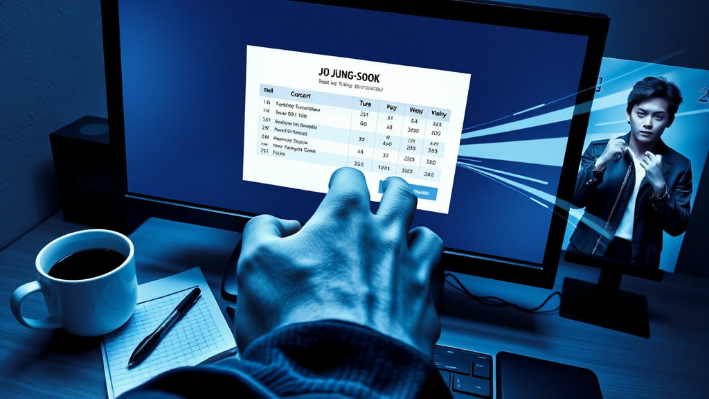 컴퓨터 화면 예매 대기 마우스를 쥔 손 장면