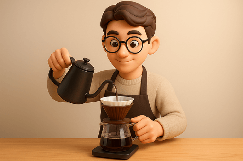 원두 커피를 드립하고 있는 바리스타의 모습