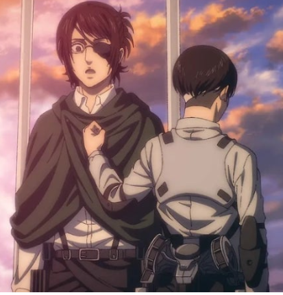 애니메이션 속에 한조 와 리바이 가 같이 있는 장면