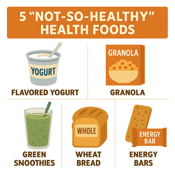 몸에 좋지않은 건강식품들 5가지, 요거트, 그래놀라, 스무디,빵,에너지 이미지