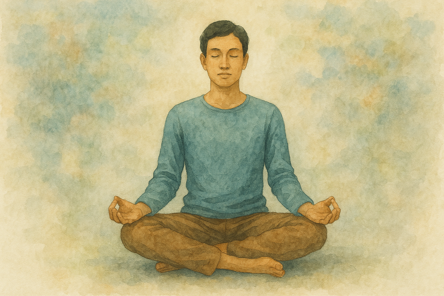 명상하는 인물의 수채화