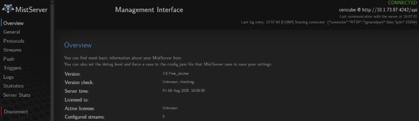MistServer 웹 UI 구성요소