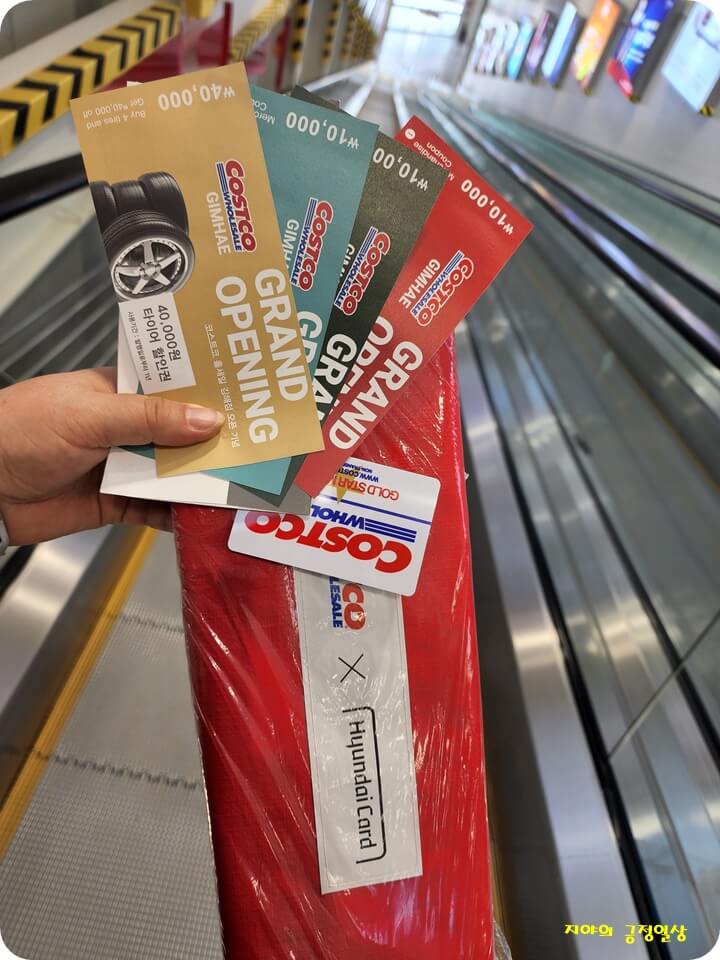 코스트코 그랜드오픈 상품권 4장과 장바구니