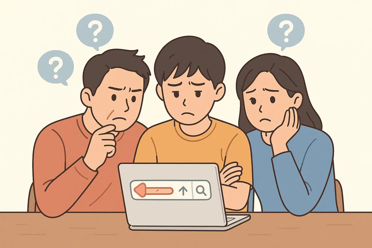 부모와 청소년이 인터넷 검색을 하며 포경 수술 후 성장 걱정을 하는 장면