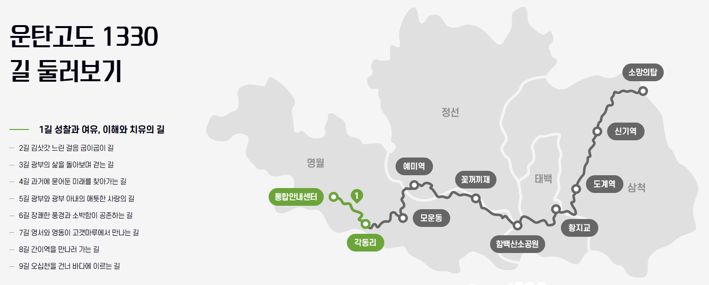 운탄고도 힐링 걷기 운동 1~6길 트래킹 코스