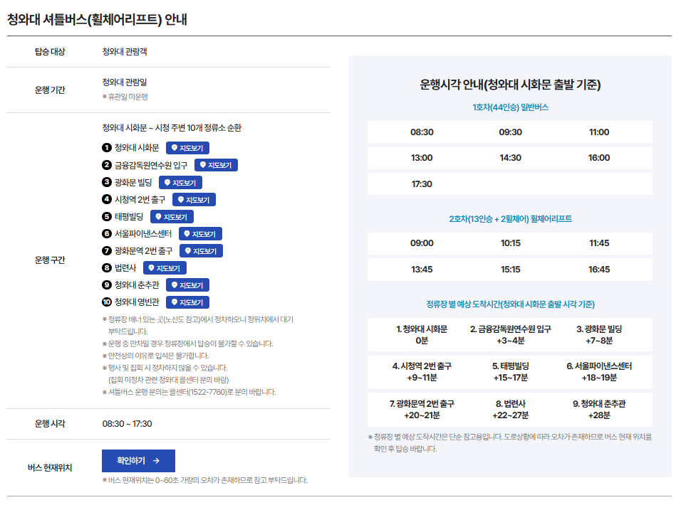 청와대 관림신청 예약하기 입장료 주차