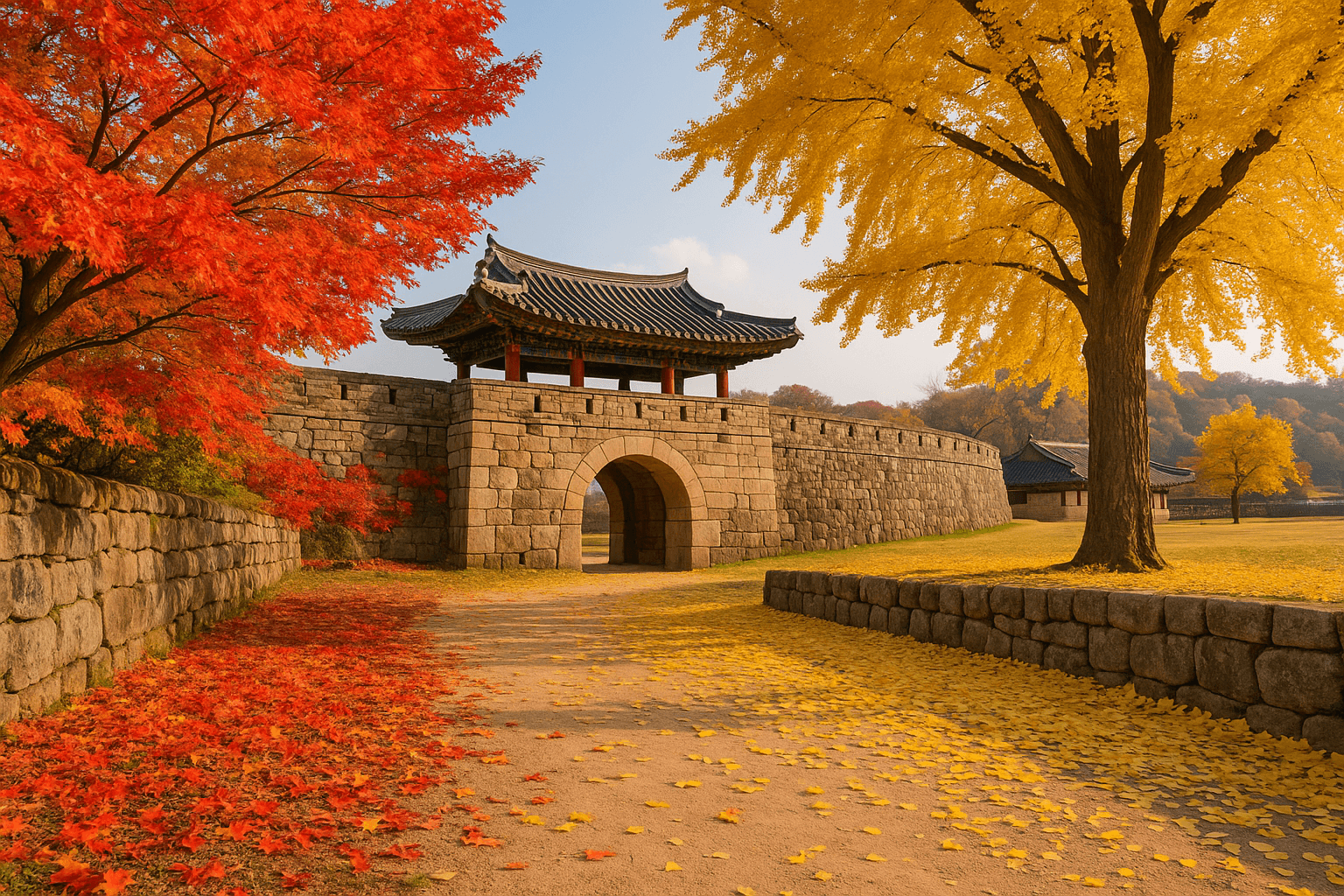 10월 가을의 빛으로 물든 역사, 서산 해미읍성의 단풍 산책