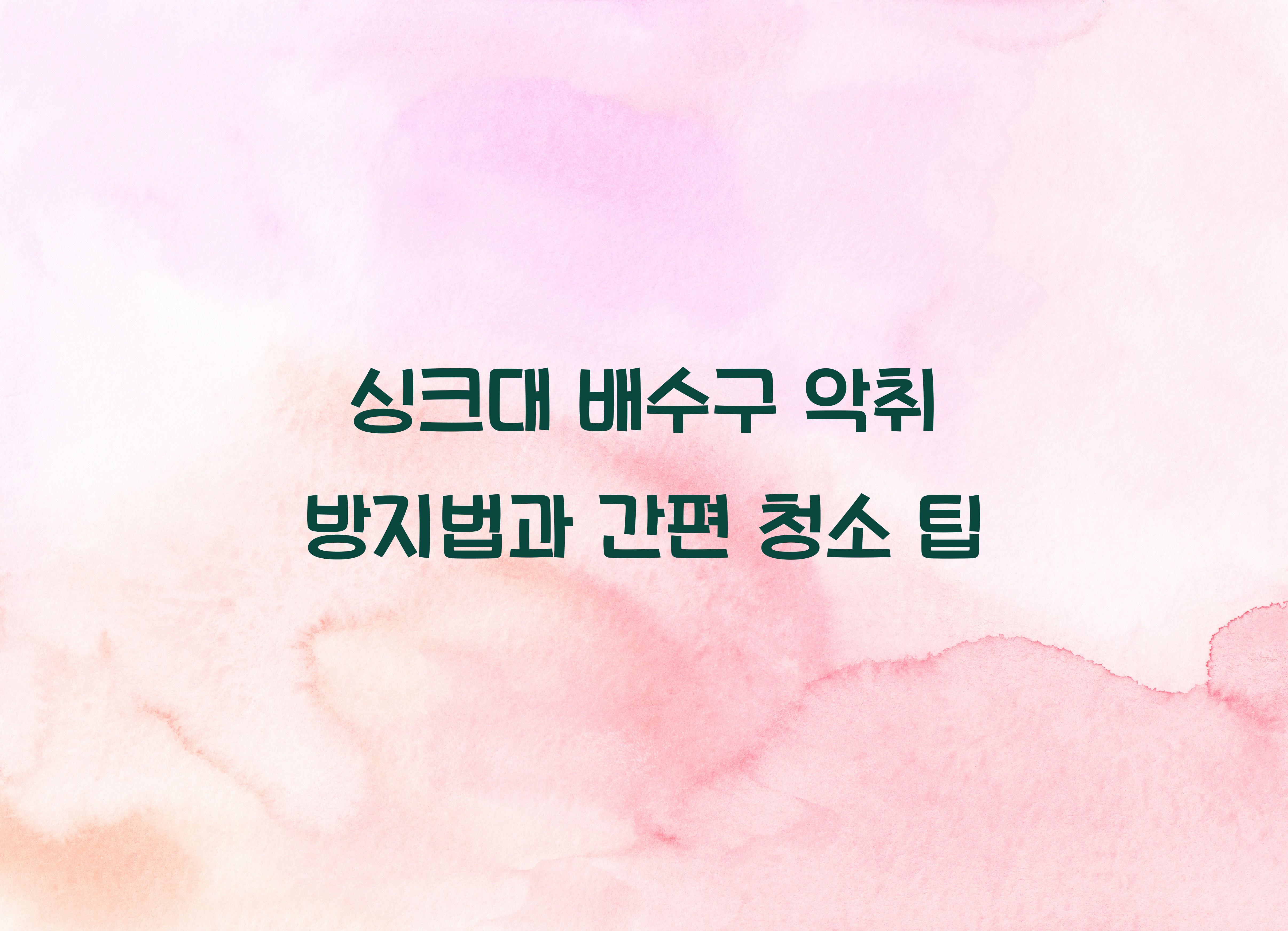 싱크대 배수구 악취 방지법