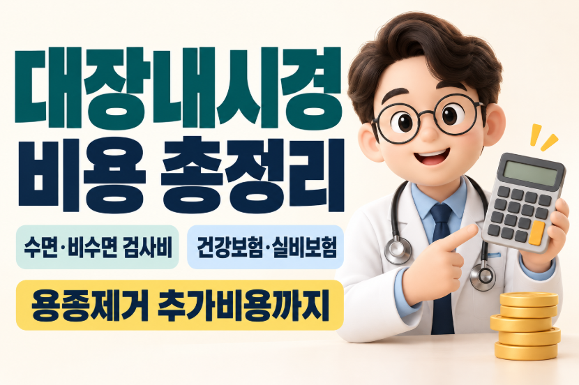 대장내시경 비용 총정리|수면·비수면 검사비·건강보험 적용·실비보험·용종제거 추가비용
