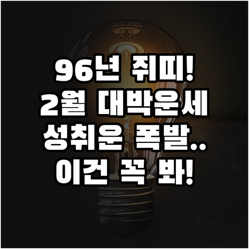 96년생 쥐띠 2월 운세 핵심 정리 ..