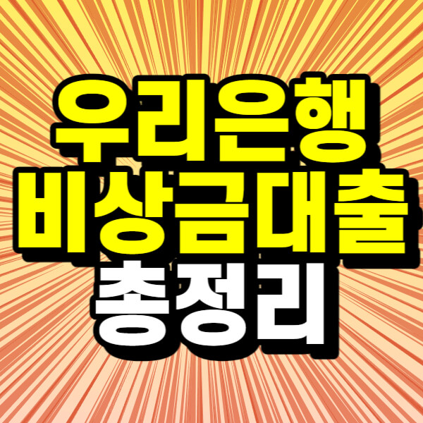 우리은행 비상금대출 총정리