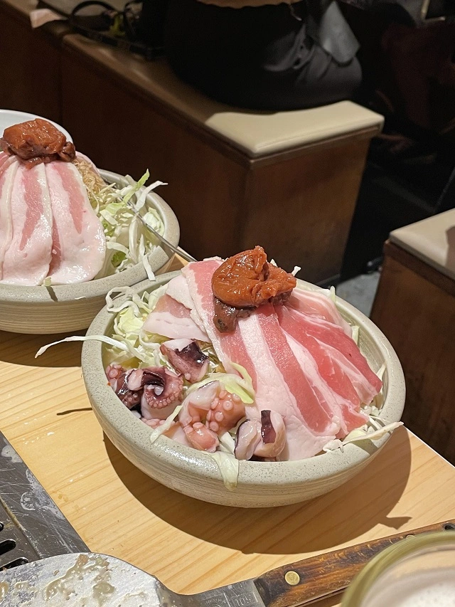 삼겹&amp;낙지 몬자야키 조리 전