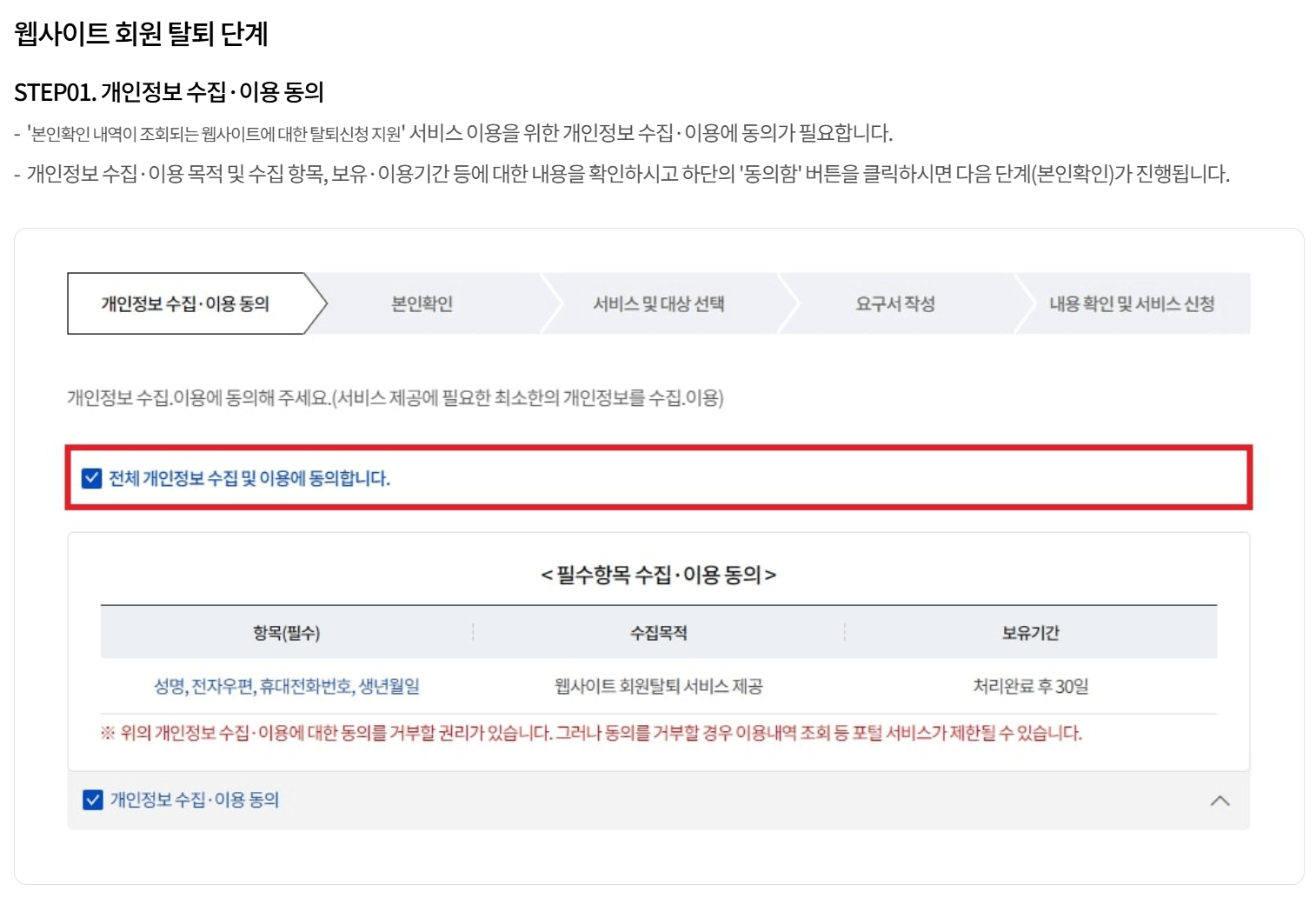 개인 정보 포털 웹 사이트 회원 탈퇴 방법