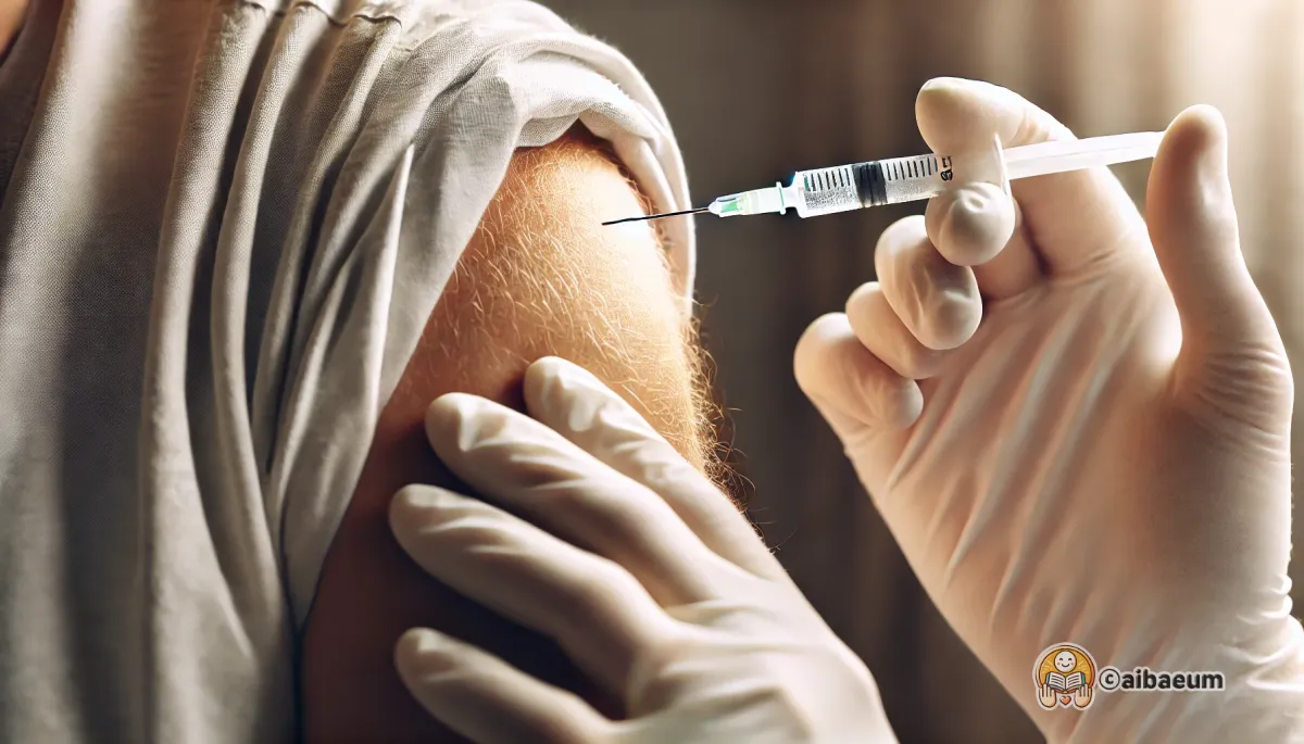 백신주사를-어깨에-맞고있다