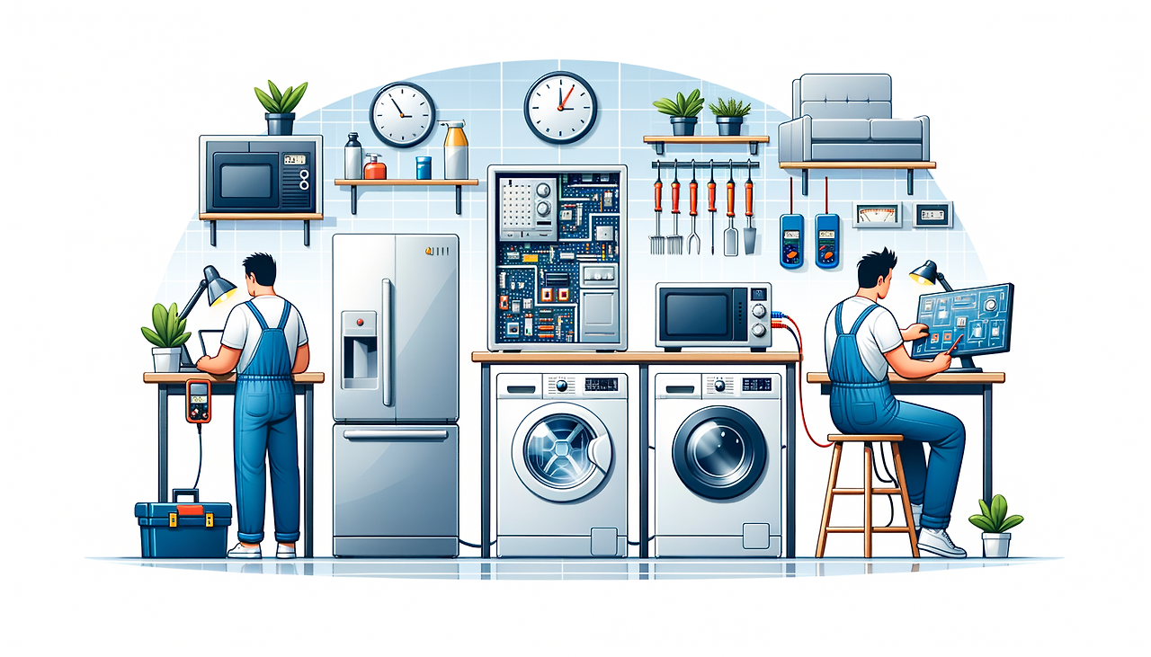 가전 제품 환불 및 교환 방법 안내를 위한 일러스트 이미지
