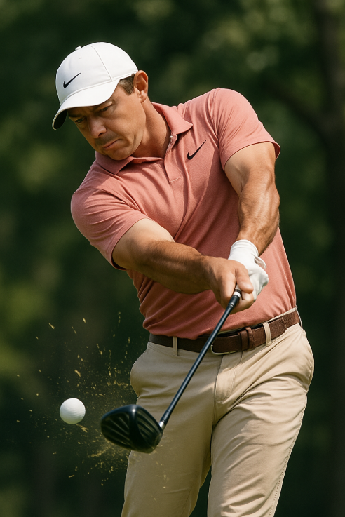 드라이버로 임팩하는 순간의 모습