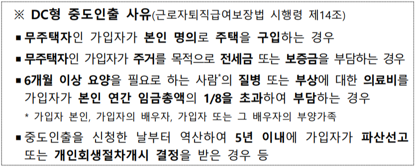 DC형 중도인출 사유