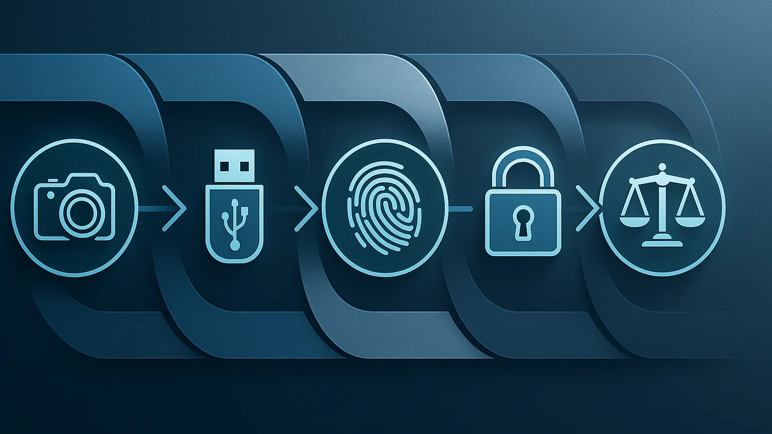 법정에서 인정받는 디지털 증거수집 과정을 보여주는 인포그래픽