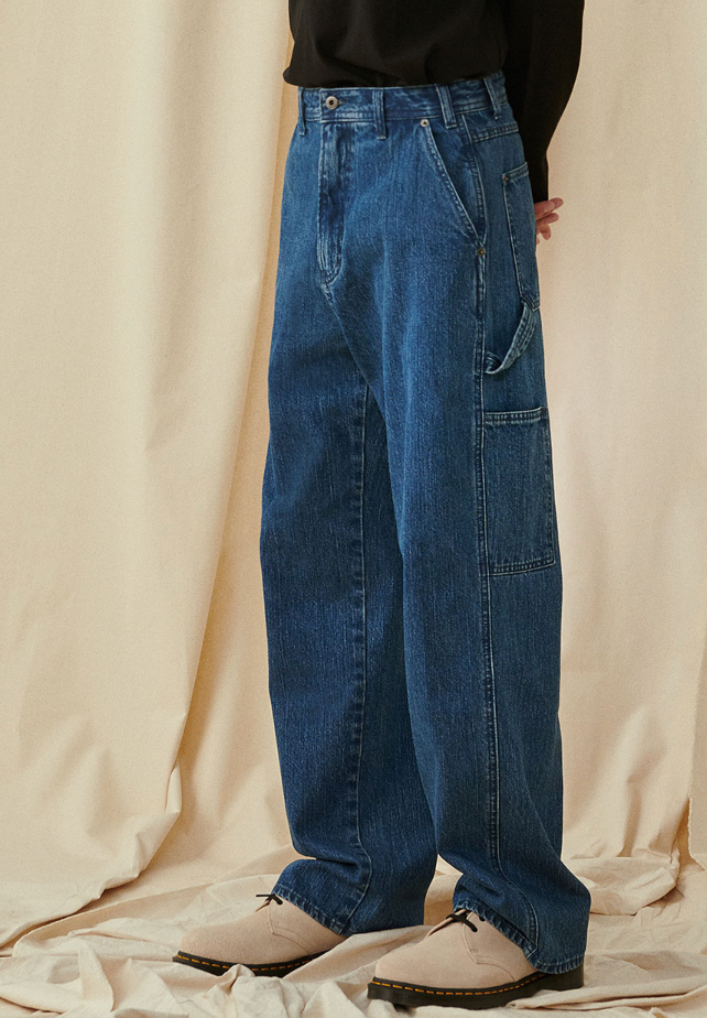 맥우드건 파번 7505 카펜터 와이드핏 미디움인디고 데님팬츠