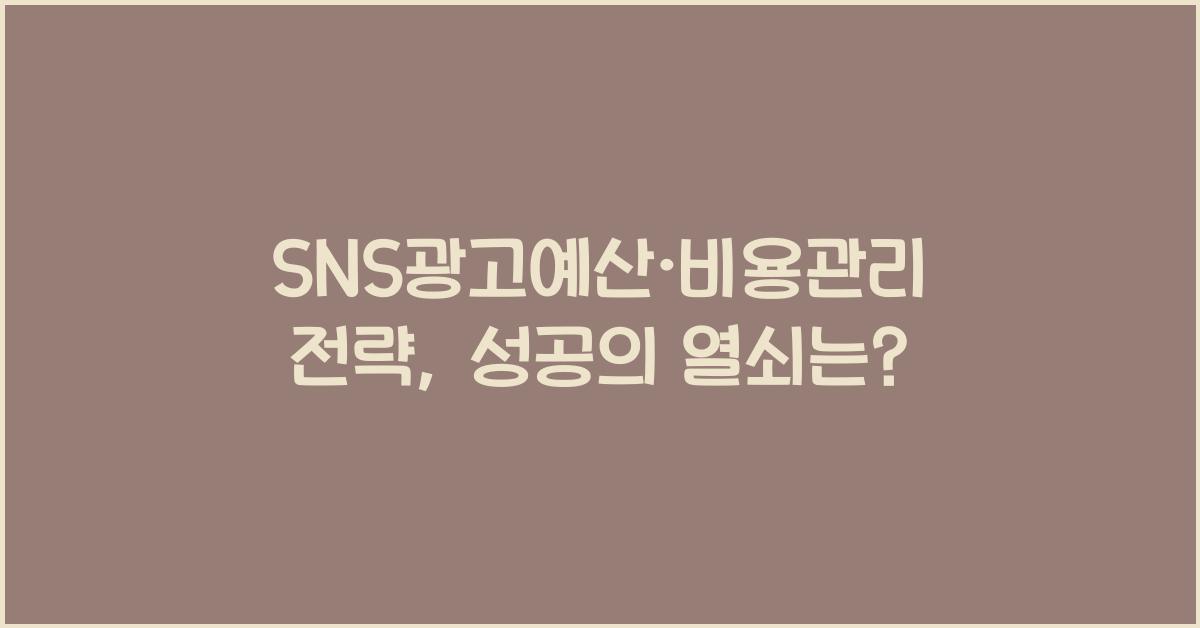 SNS광고예산·비용관리전략