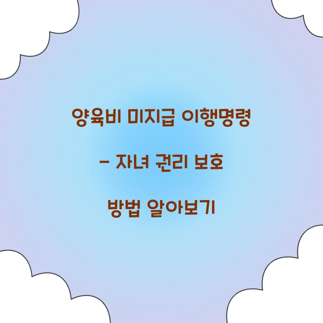양육비 미지급 이행명령