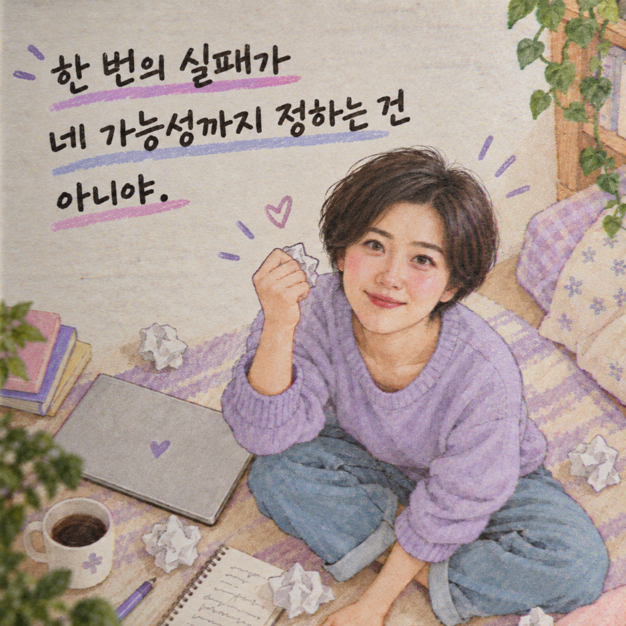 한 번의 실패가 앞으로의 가능성을 결정하지 않는다는 응원 문구