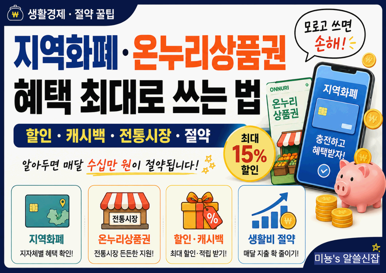 지역화폐·온누리상품권 혜택 최대로 쓰는 법 - 모르고 쓰면 손해! 연간 50만 원 이상 아끼는 실전 절약 전략