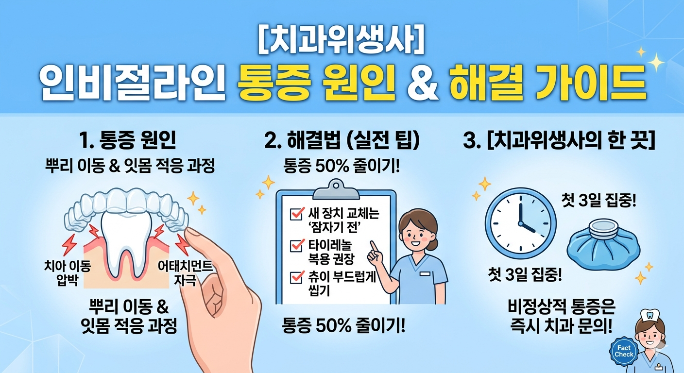 인비절라인 통증 원인 및 치과위생사가 알려주는 통증 완화 방법 인포그래픽