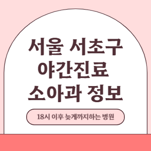 서울 서초구 야간진료 소아과 병원 (18시 이후 늦게까지하는 병원)
