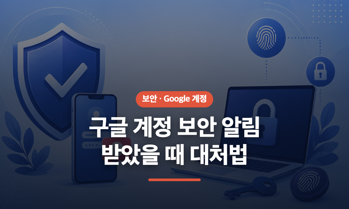 구글 계정 보안 알림 확인과 계정 보호 조치를 정리한 일러스트