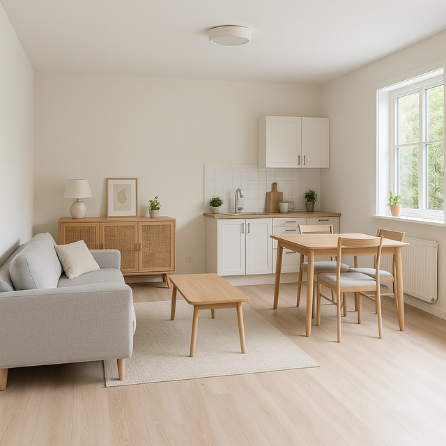 자연 채광이 좋은 오픈형 주방과 거실