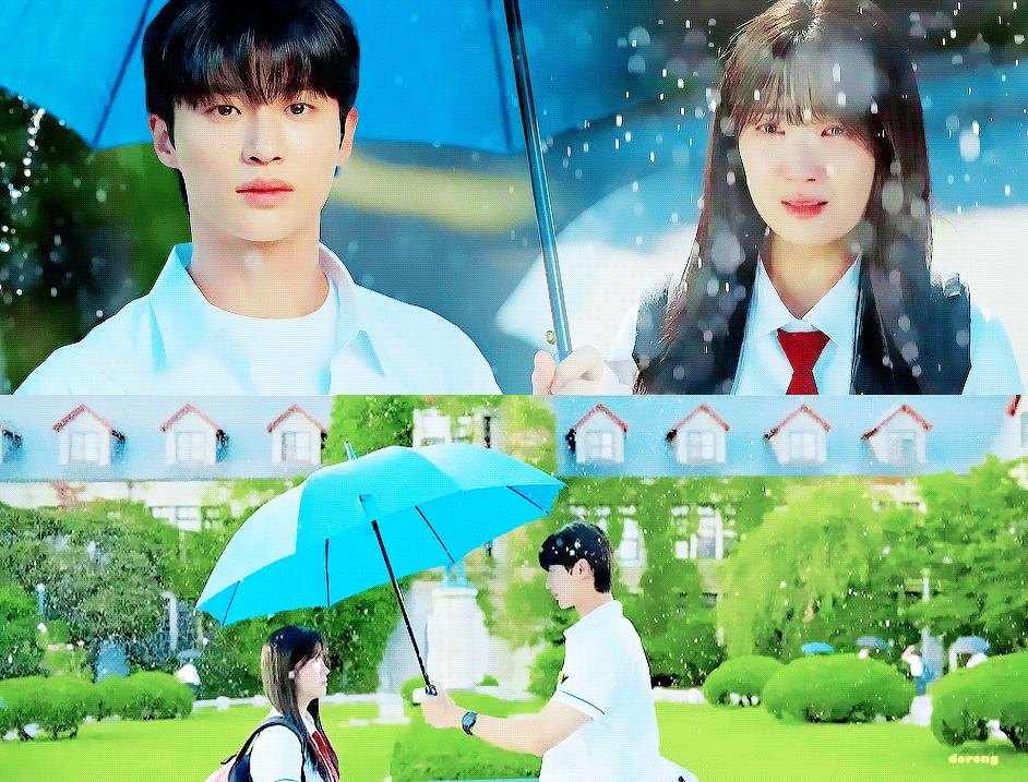 비오는날 우산 쓰고 있는 선재와 솔이, 선재업고튀어