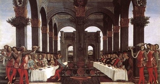 보티첼리의 '나스타조 델리 오네스티의 이야기'에서 네 번째 이야기 작품 사진. 개인 소장품