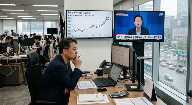 UAE OPEC 탈퇴 영향으로 국제유가 상승 그래프를 확인하는 투자자 모습