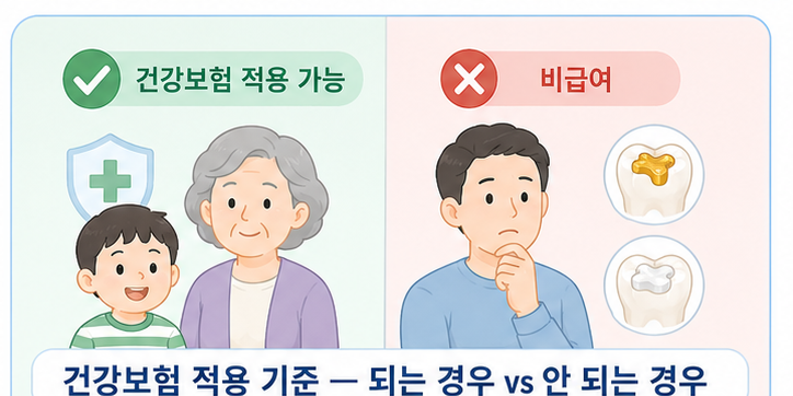 건강보험 적용 기준 &mdash; 되는 경우 vs 안 되는 경우
