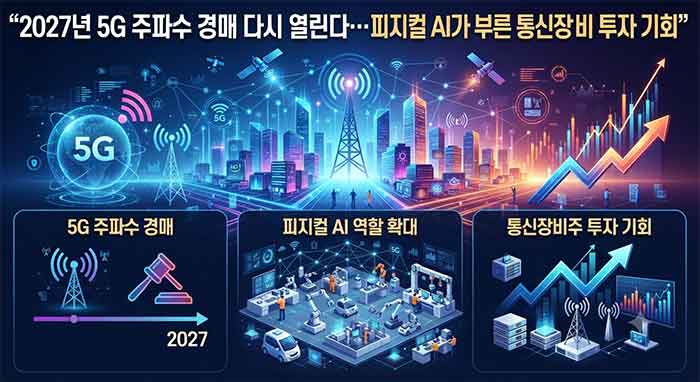 2027년 5G 주파수 경매와 통신장비 투자 기회 인포그래픽 이미지.